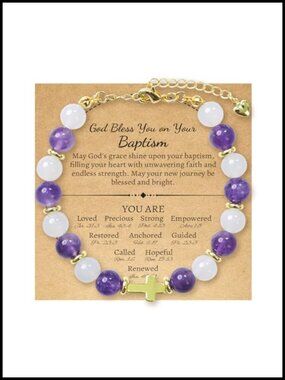 Crystal Beaded Cross Charm Bracelet Christian Gift for Women Adjustable Gold